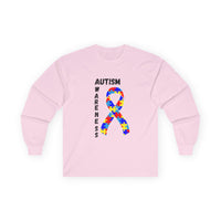 Autism Puzzle Ribbon Long Sleeve Tee — Blk