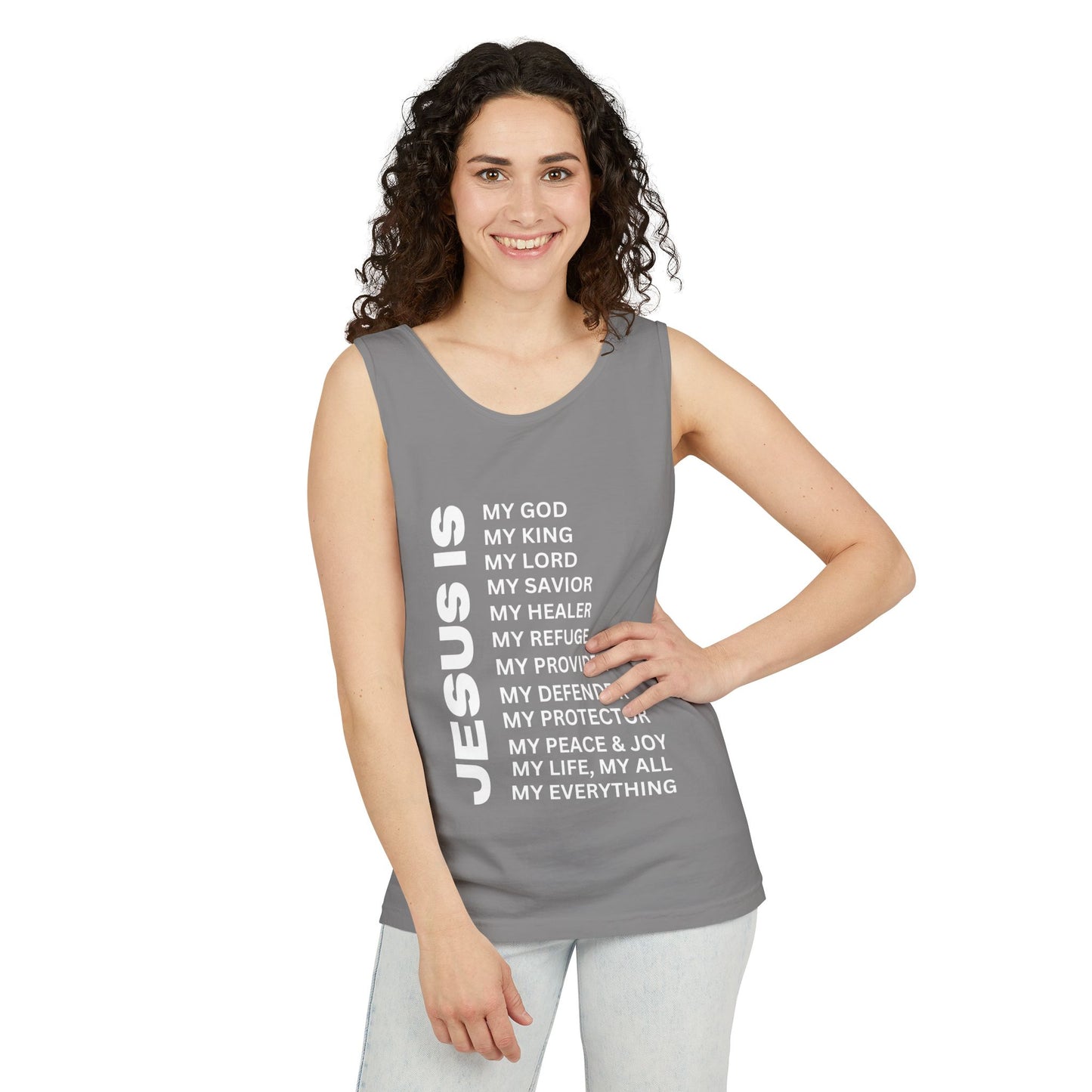 Christian JESUS IS Tank - White