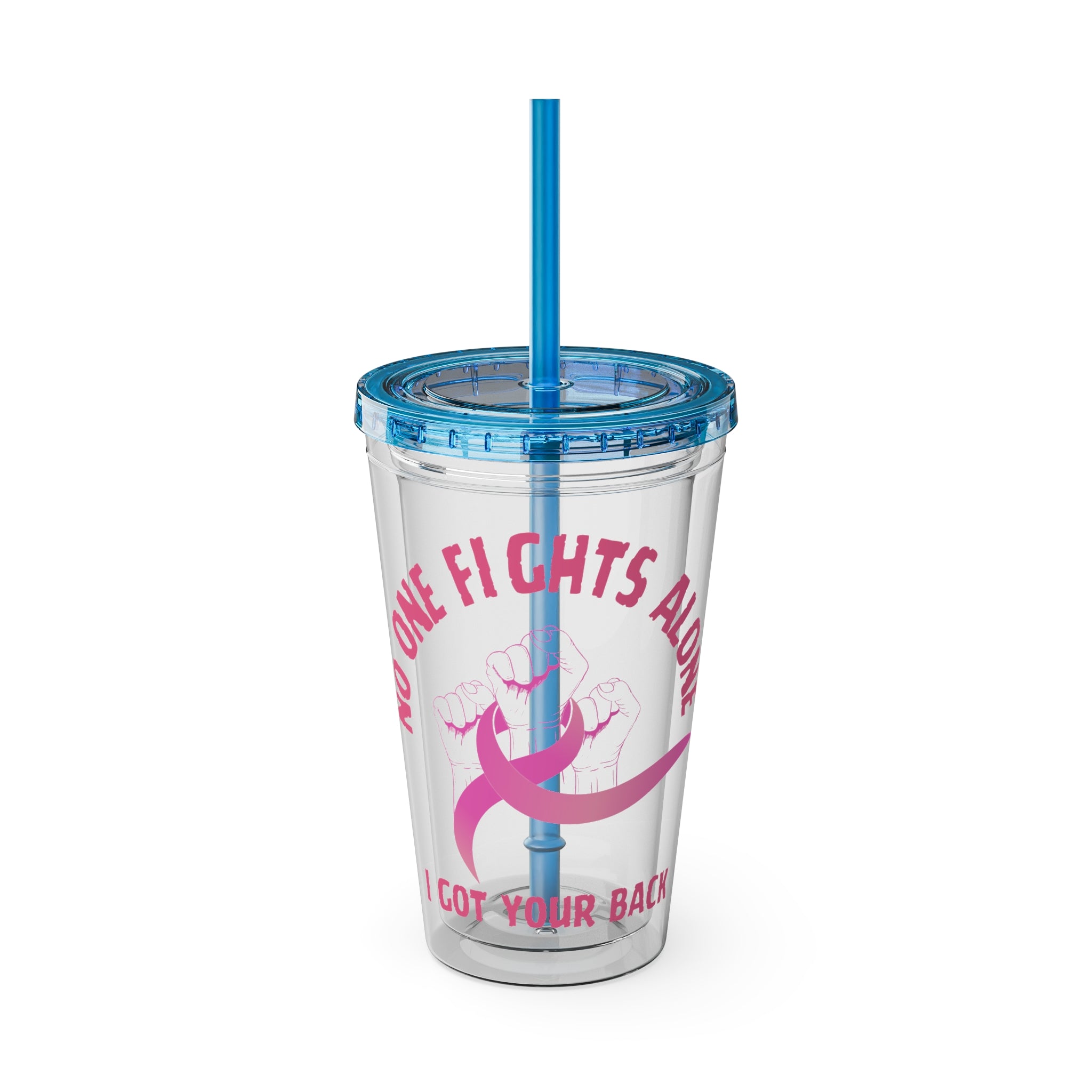 "No One Fights Alone" 16oz Tumbler with Straw