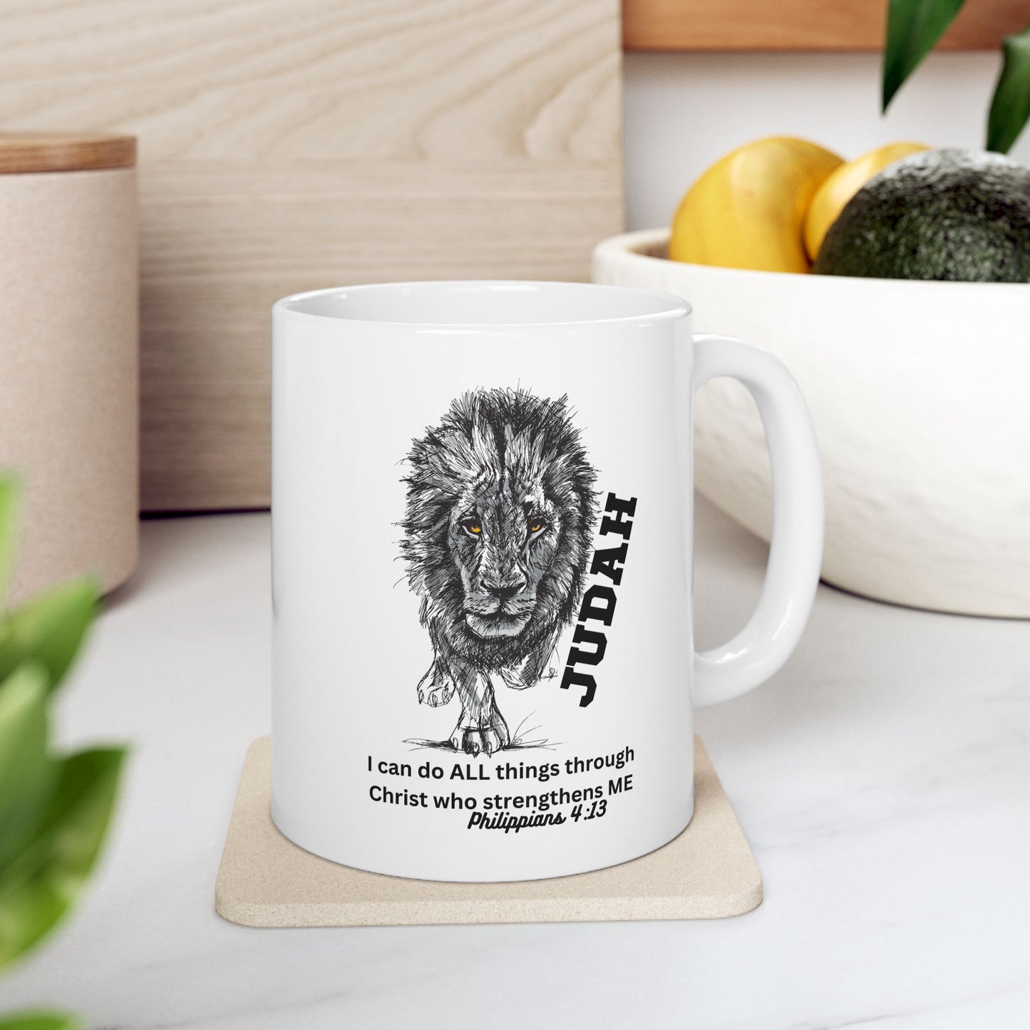 Lion of Judah Coffee Mug (11oz & 15oz) — 'I can do ALL things through Christ'