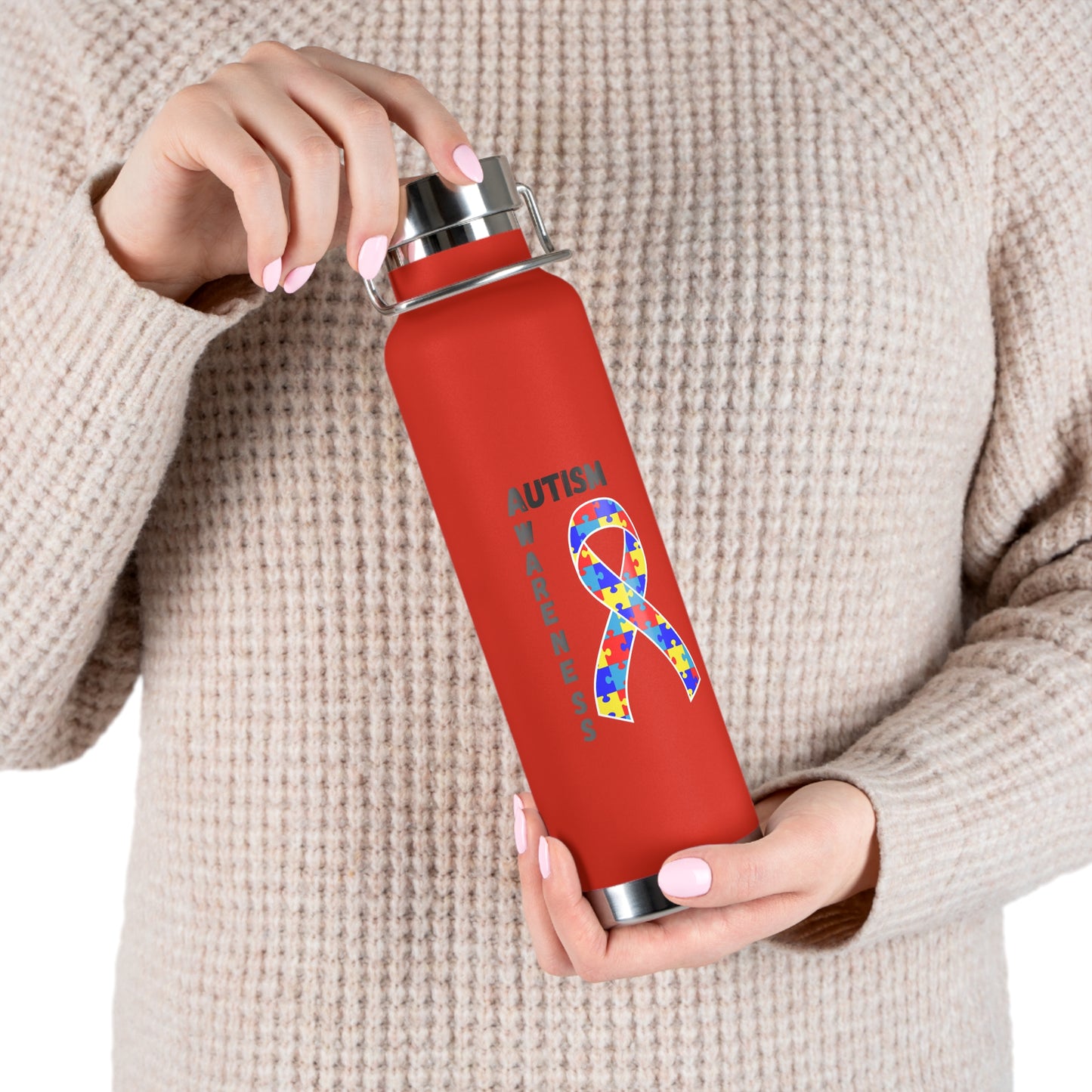 Autism Awareness Puzzle Ribbon 22oz Insulated Water Bottle