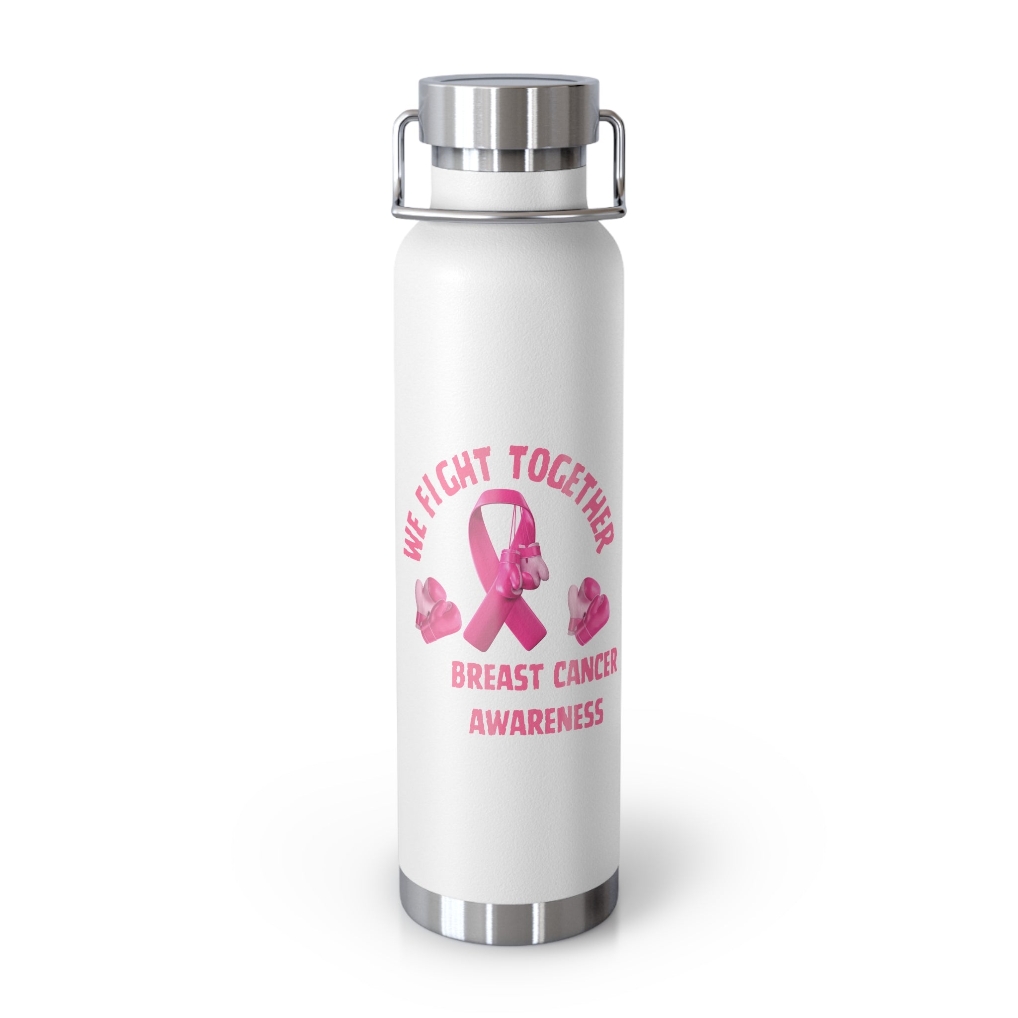 Breast Cancer Awareness "We Fight Together" Pink Ribbon 22oz Insulated Water Bottle