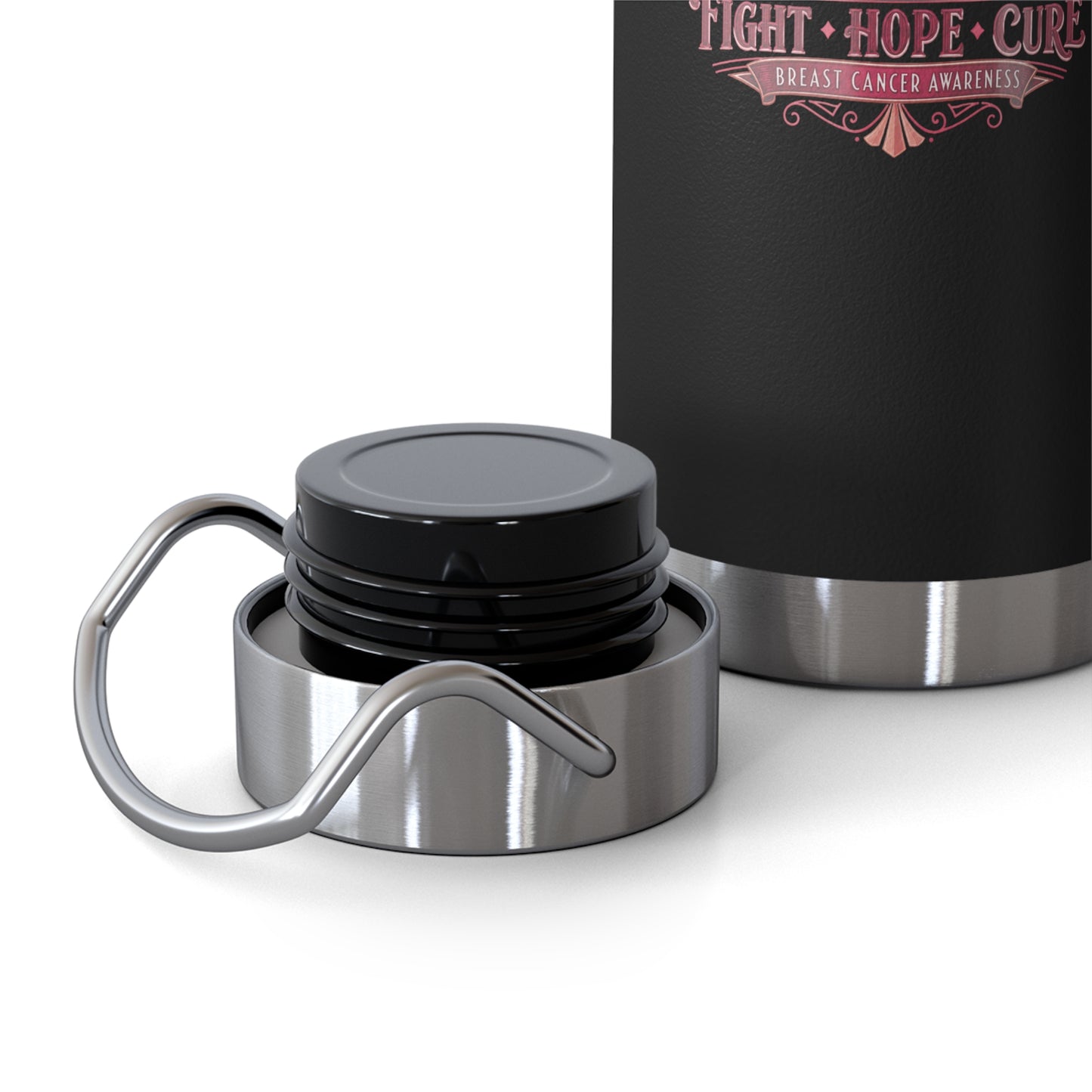 Together We Fight Pink Ribbon Butterfly Cancer 22oz Insulated Water Bottle