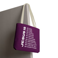 Christian JESUS IS Tote Bag - Purple