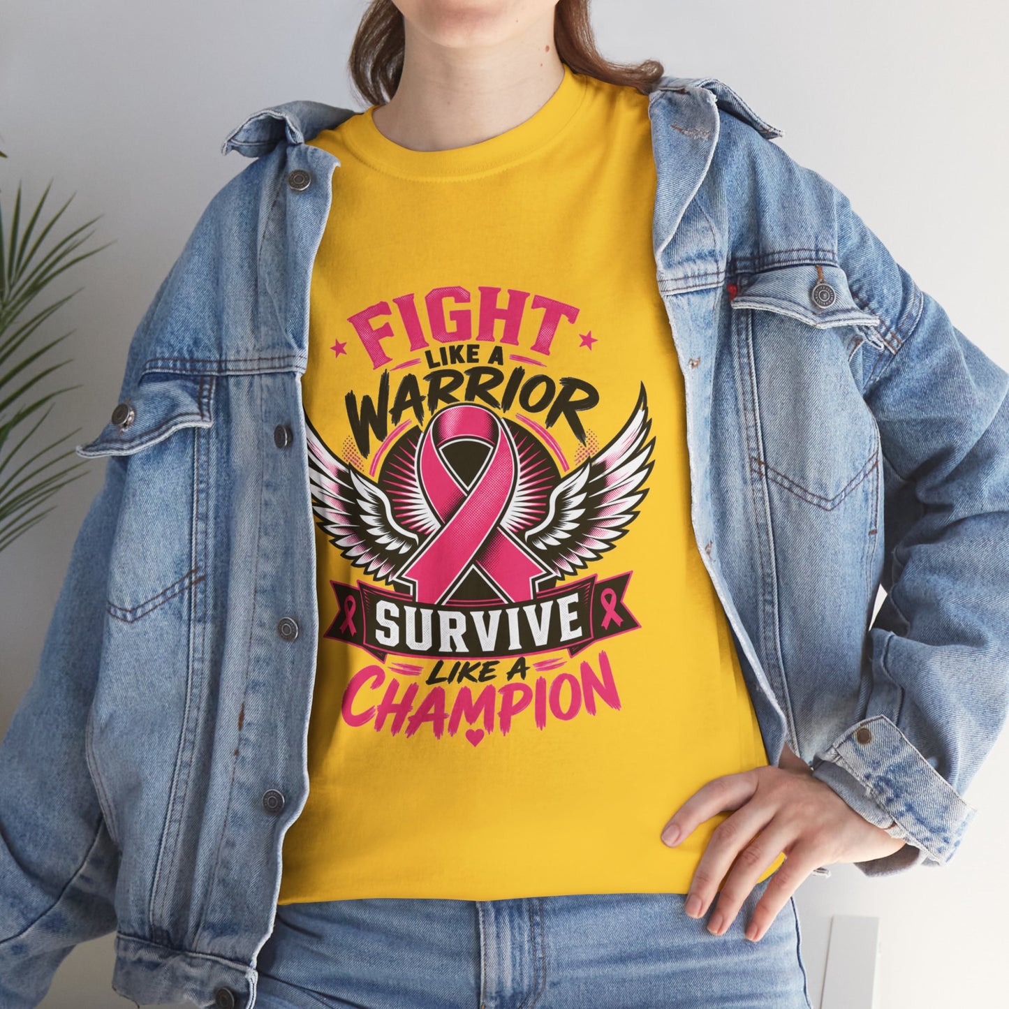 Fight Like a Warrior, Survive Like a Champion Breast Cancer Awareness T-Shirt