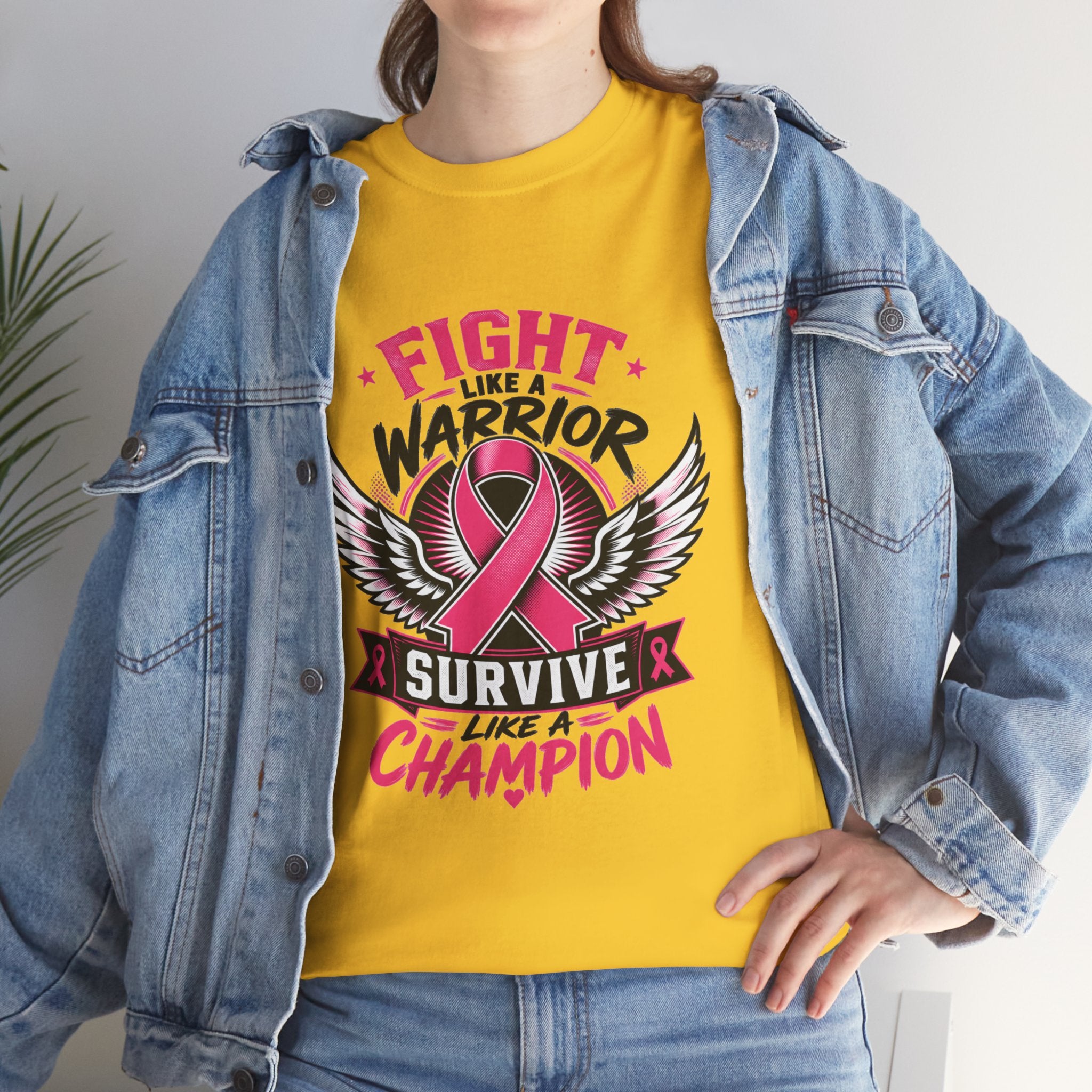 Fight Like a Warrior, Survive Like a Champion Breast Cancer Awareness T-Shirt