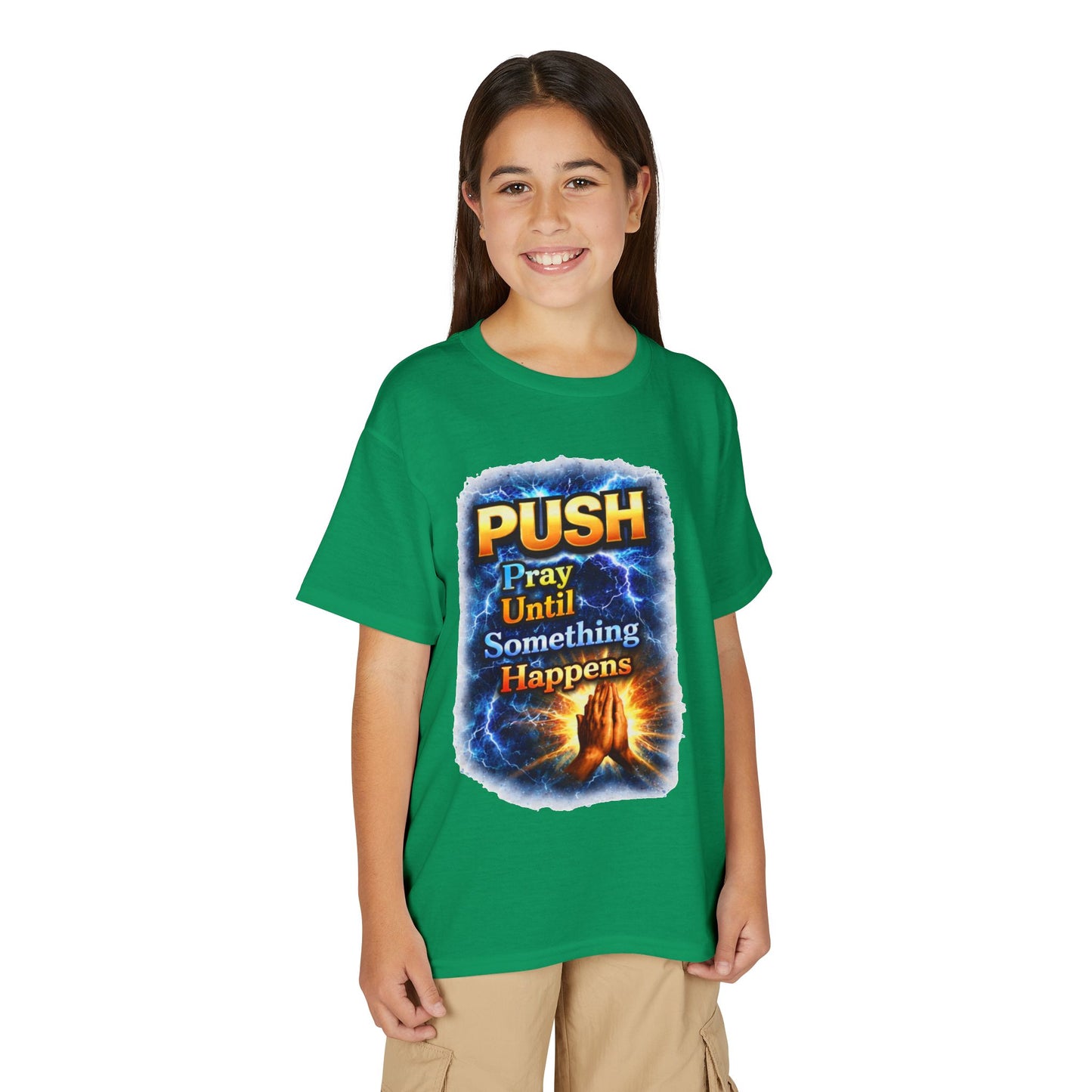 "Push: Pray Until Something Happens" Youth T-shirt - Hands