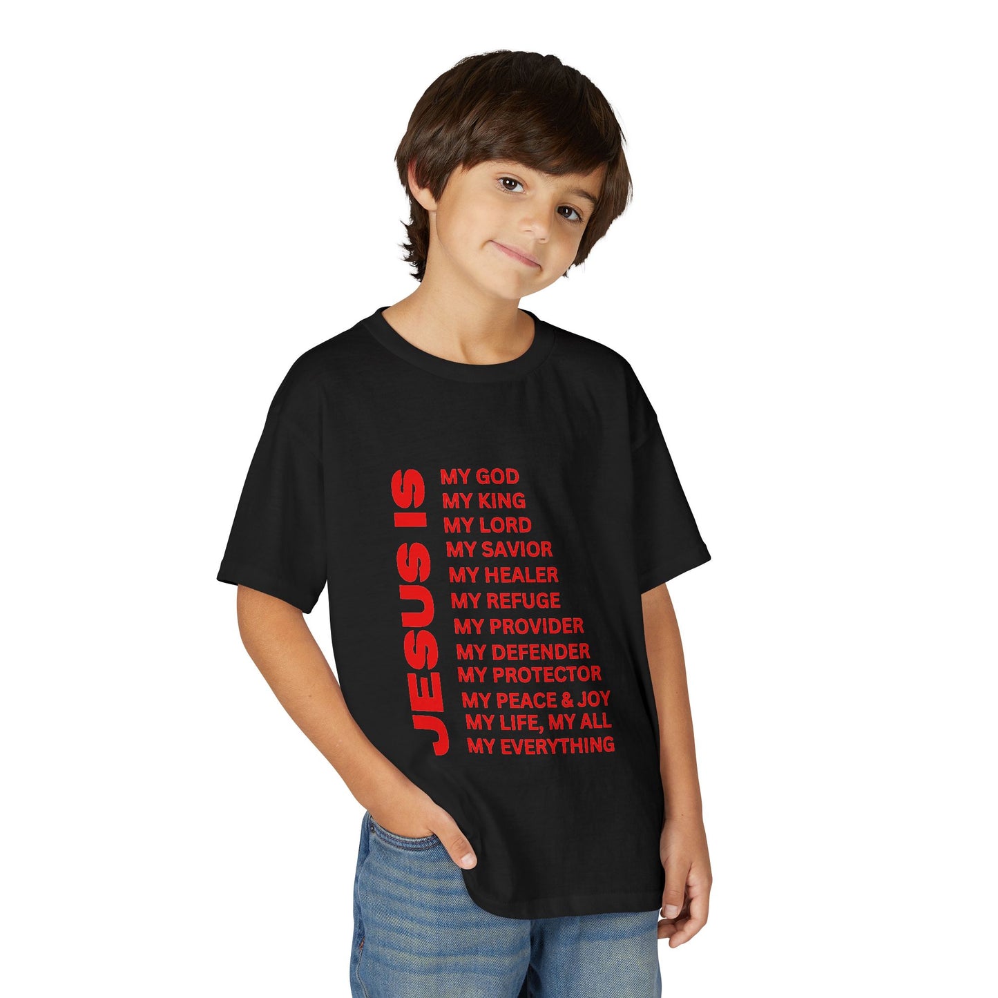Christian JESUS IS Youth Short Sleeve - Red