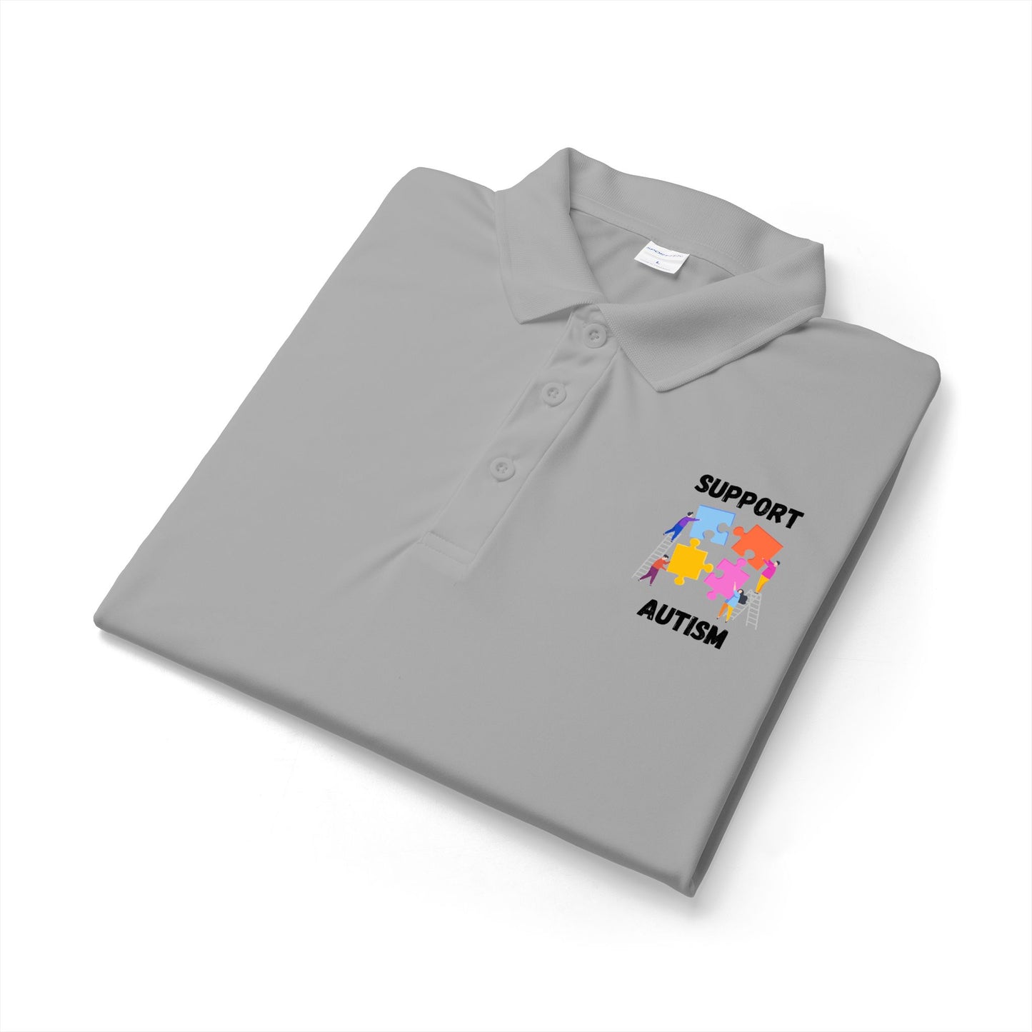 Autism Puzzle Piece Polo Shirt - Black