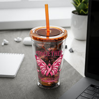 Together We Rise Butterfly Breast Cancer 16oz Tumbler with Straw
