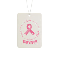 Survivor Pink Ribbon Car Air Freshener — Hope Love Faith Breast Cancer Awareness