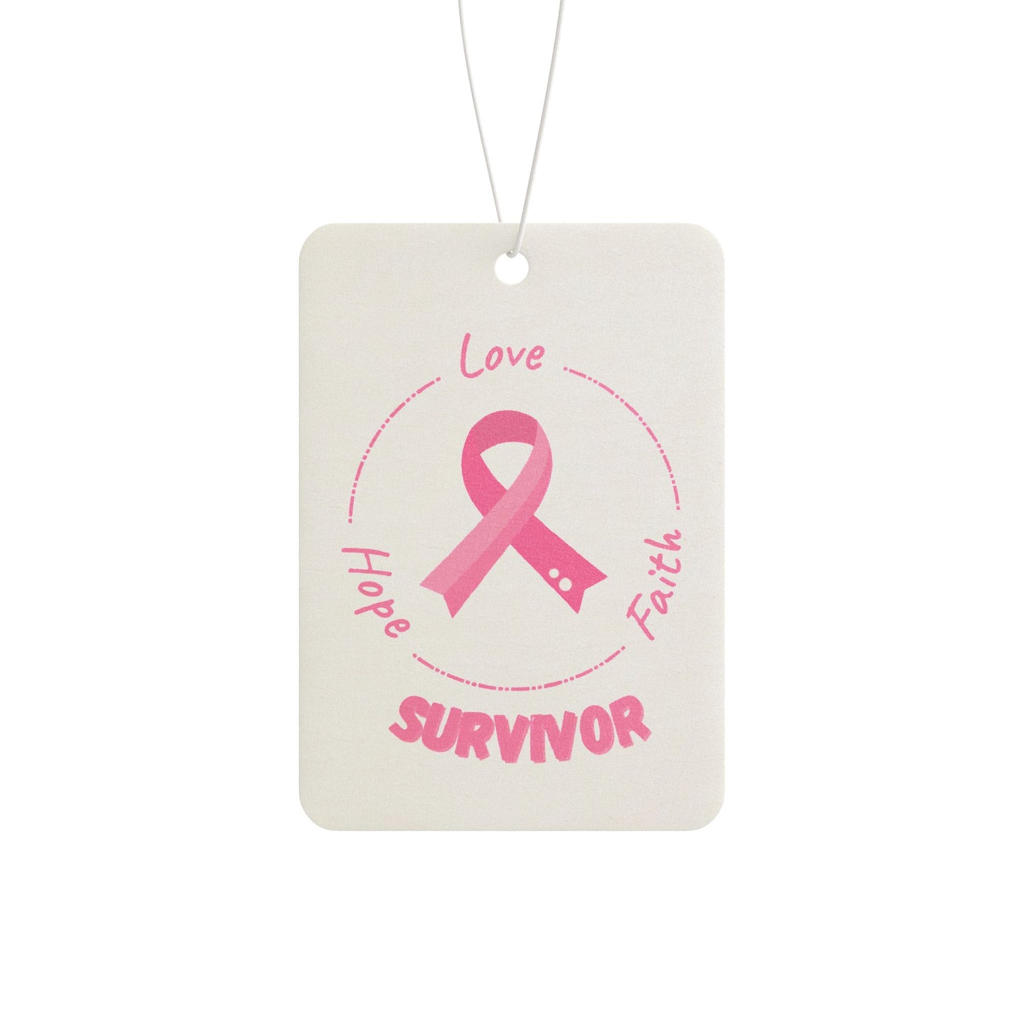 Survivor Pink Ribbon Car Air Freshener — Hope Love Faith Breast Cancer Awareness