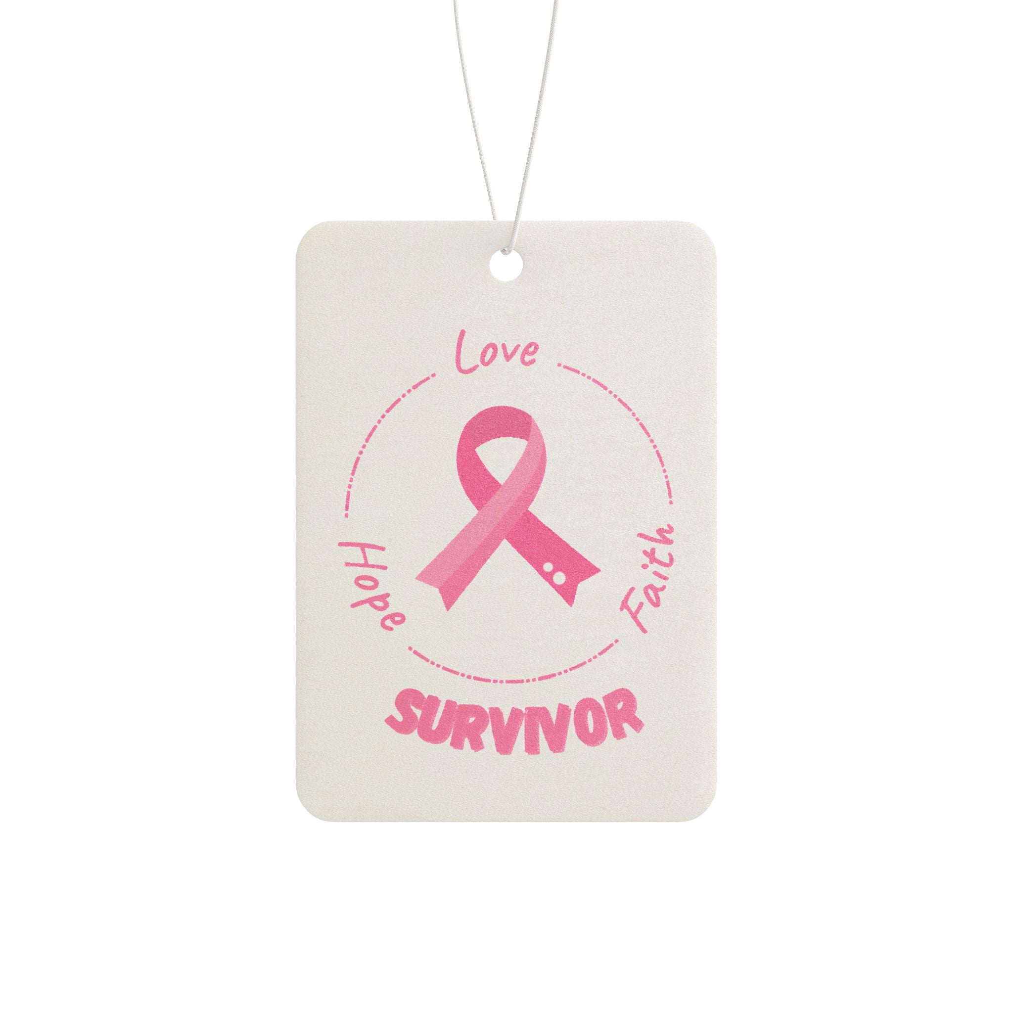 Survivor Pink Ribbon Car Air Freshener — Hope Love Faith Breast Cancer Awareness