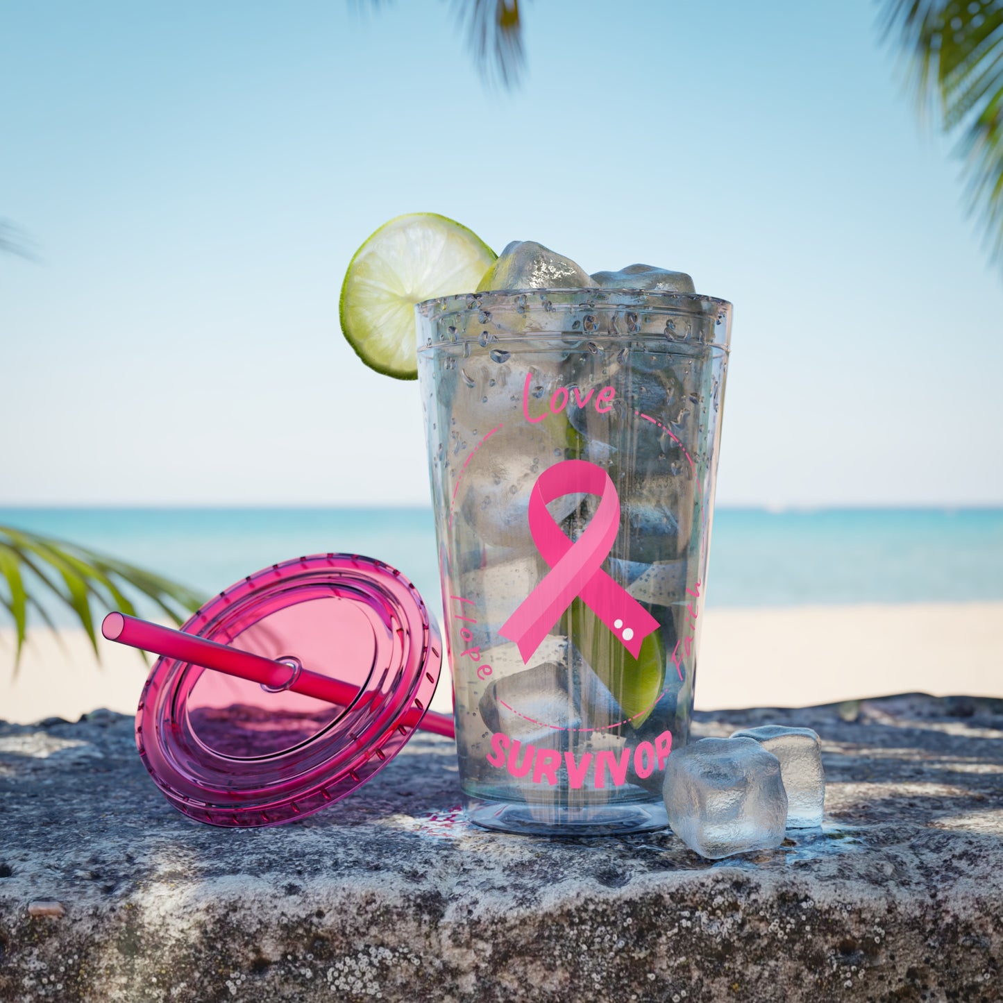 Breast Cancer Survivor 16oz Tumbler with Straw