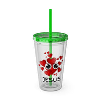 Jesus Heart Love 16oz Tumbler with Straw