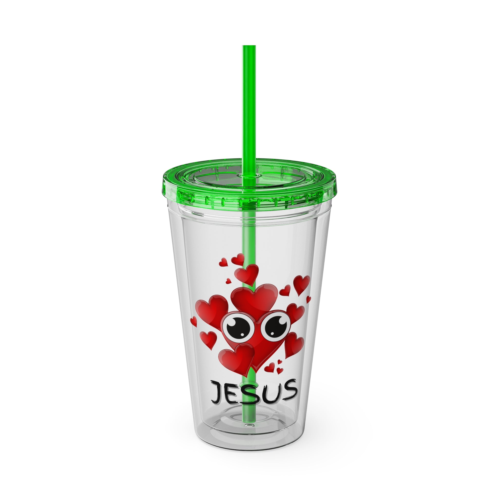 Jesus Heart Love 16oz Tumbler with Straw