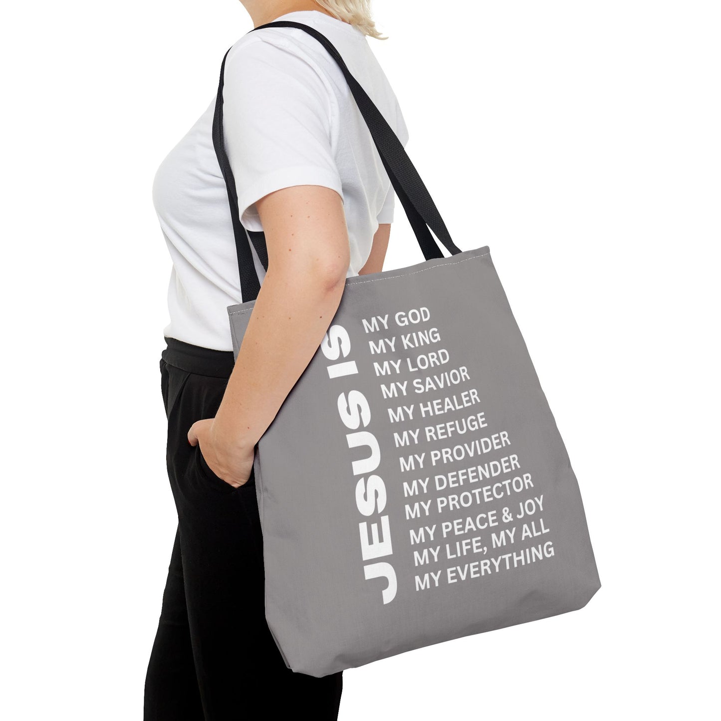 Christian JESUS IS Tote Bag - Grey
