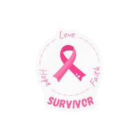 Breast Cancer Survivor Pink Ribbon Decal — Hope Love Faith Vinyl Sticker