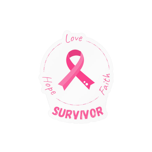 Breast Cancer Survivor Pink Ribbon Decal — Hope Love Faith Vinyl Sticker