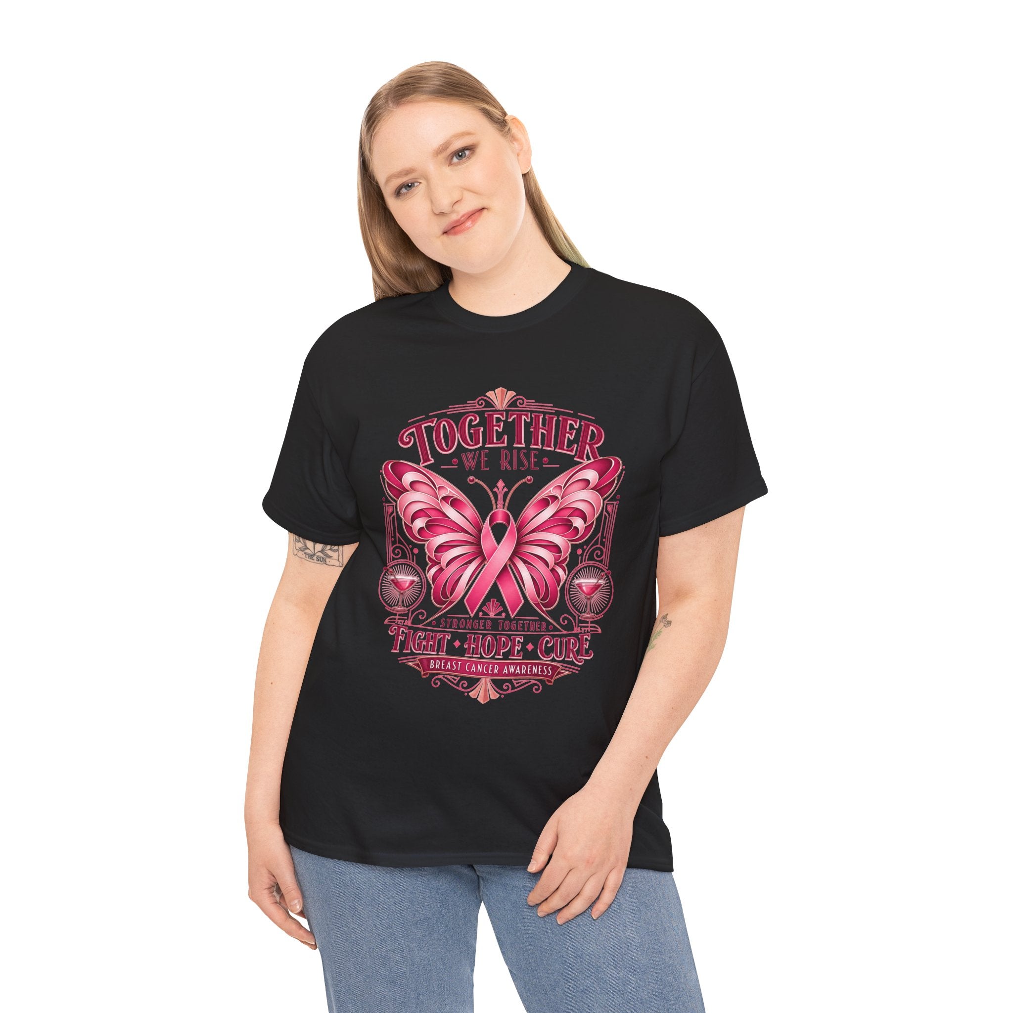 Together We Rise Breast Cancer Awareness T-Shirt — Fight Hope Cure Tee