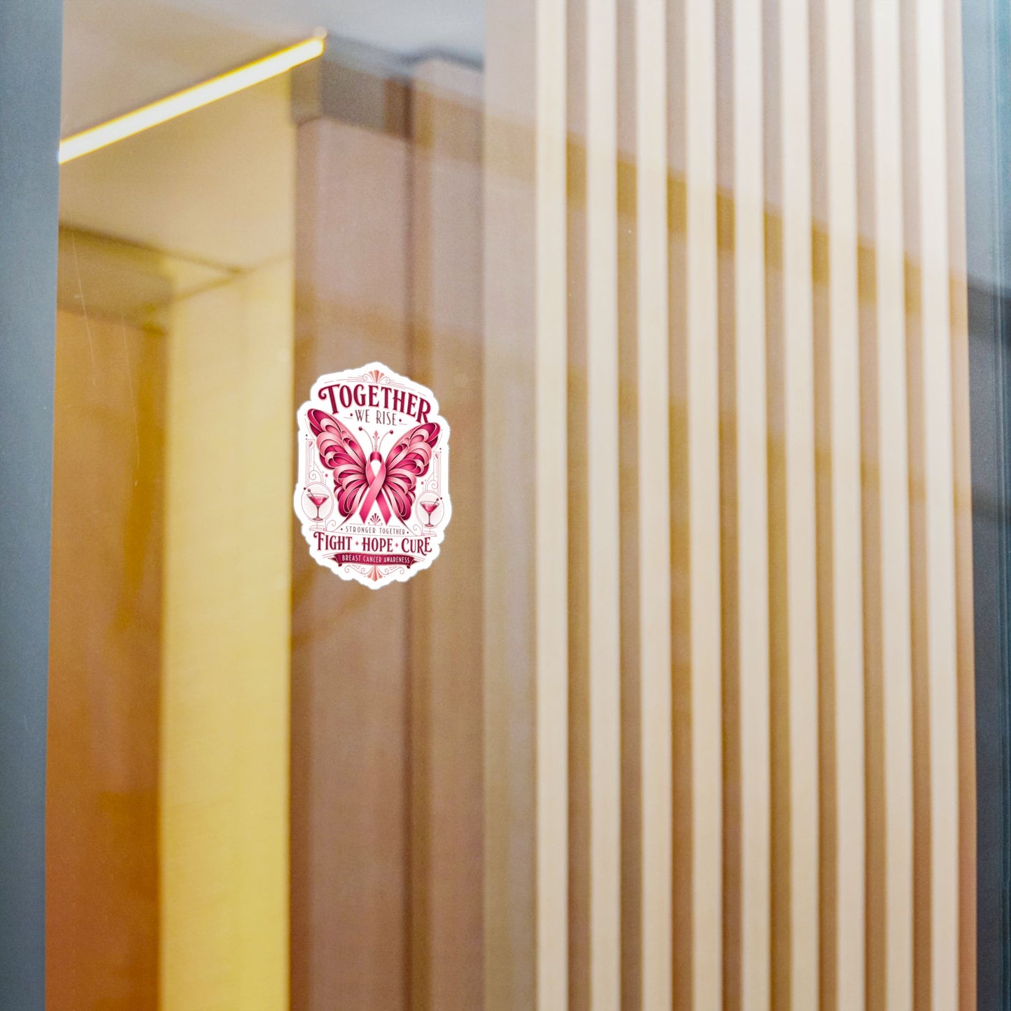 Together We Rise Butterfly Breast Cancer Awareness Vinyl Sticker