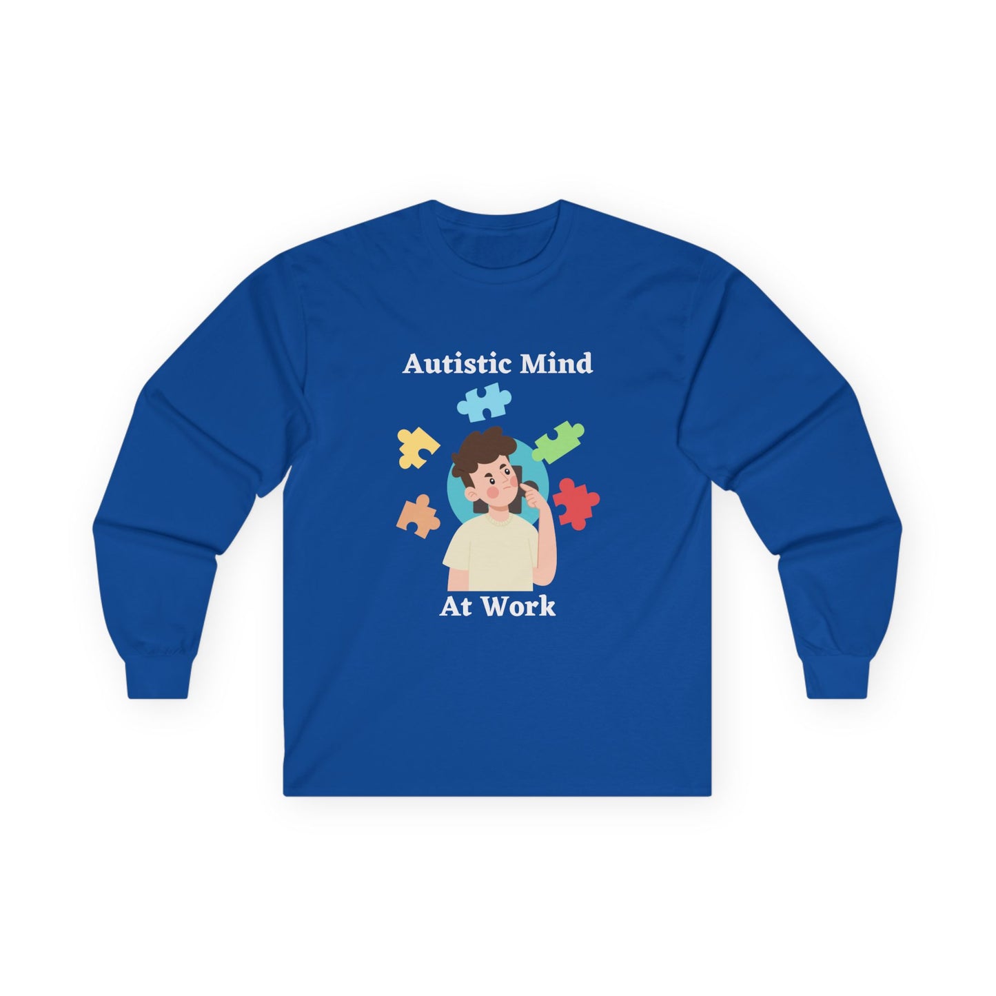 Autistic Mind At Work Long Sleeve Tee — White