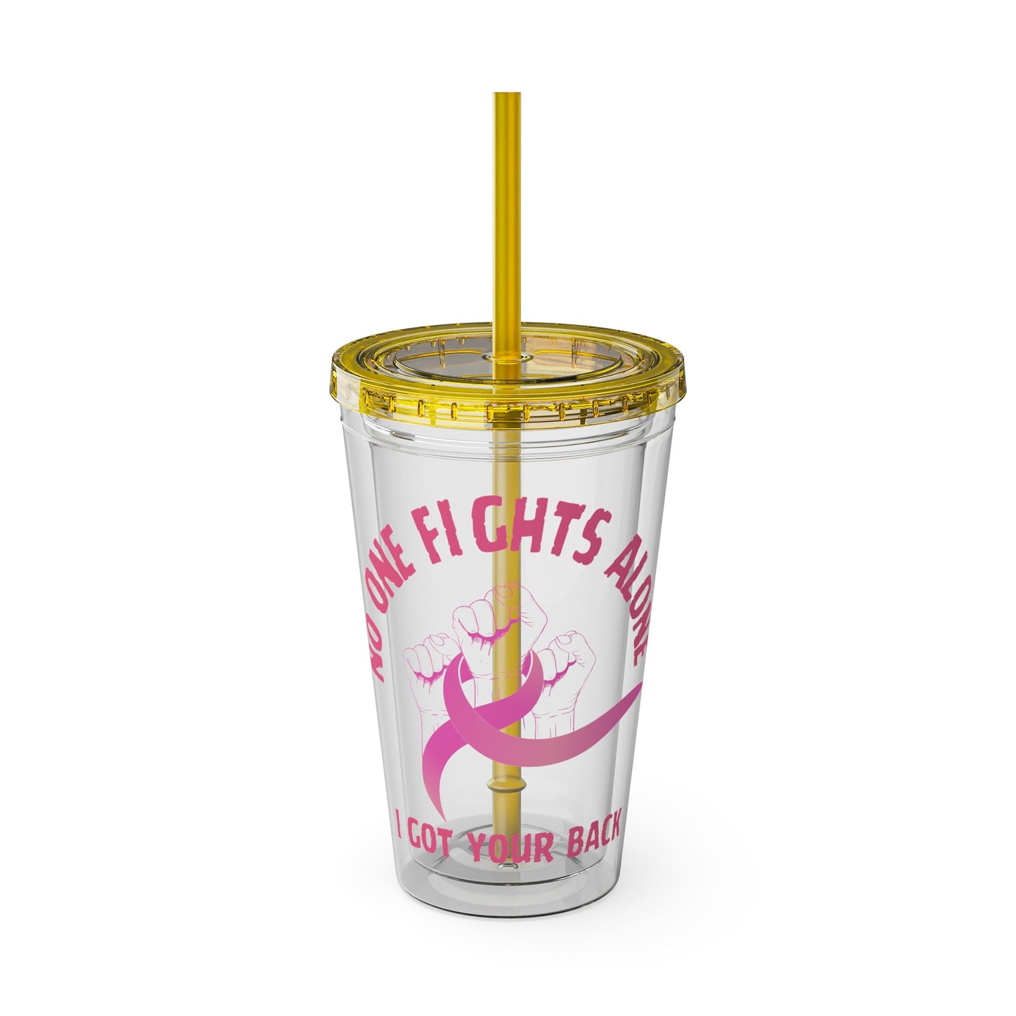 "No One Fights Alone" 16oz Tumbler with Straw