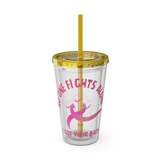 "No One Fights Alone" 16oz Tumbler with Straw