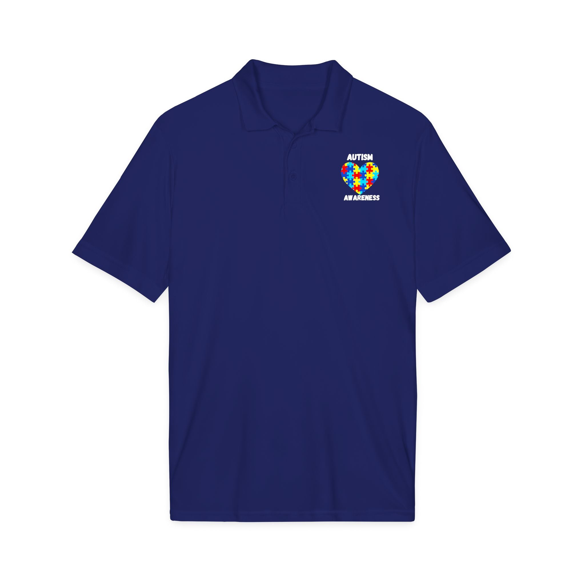 Autism Puzzle Heart Polo - White