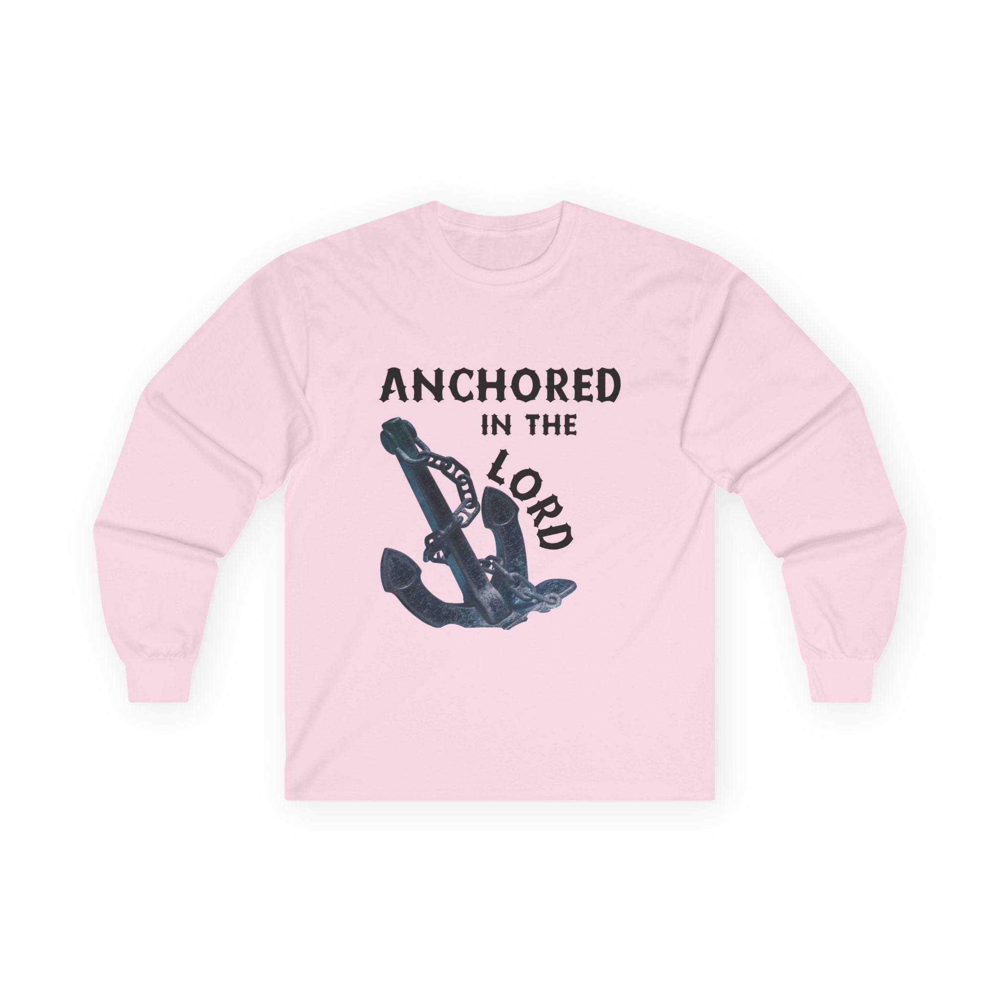 Anchored in the Lord Long Sleeve Tee - Black
