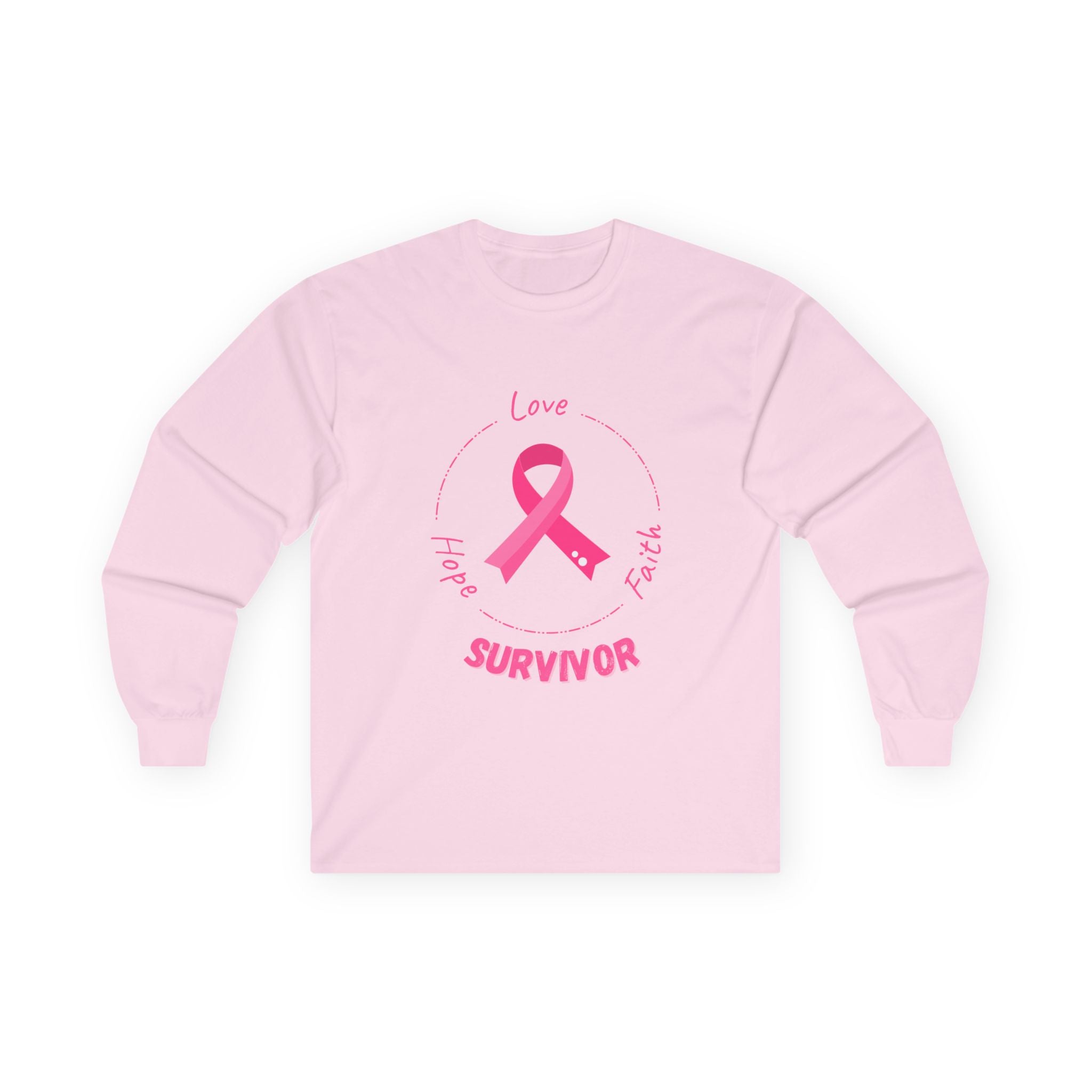 Breast Cancer Survivor Long Sleeve Tee — Pink Ribbon “Survivor”