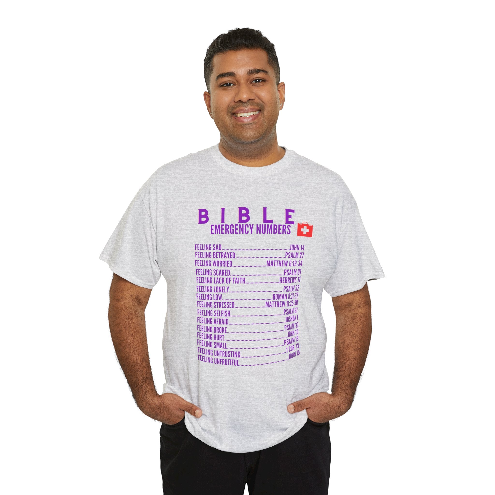 Bible Emergency Numbers Tee - Purple