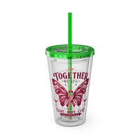 Together We Rise Butterfly Breast Cancer 16oz Tumbler with Straw
