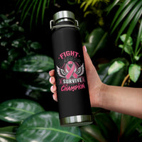 Fight Warrior Survive Champion Pink Ribbon 22oz Insulated Water Bottle