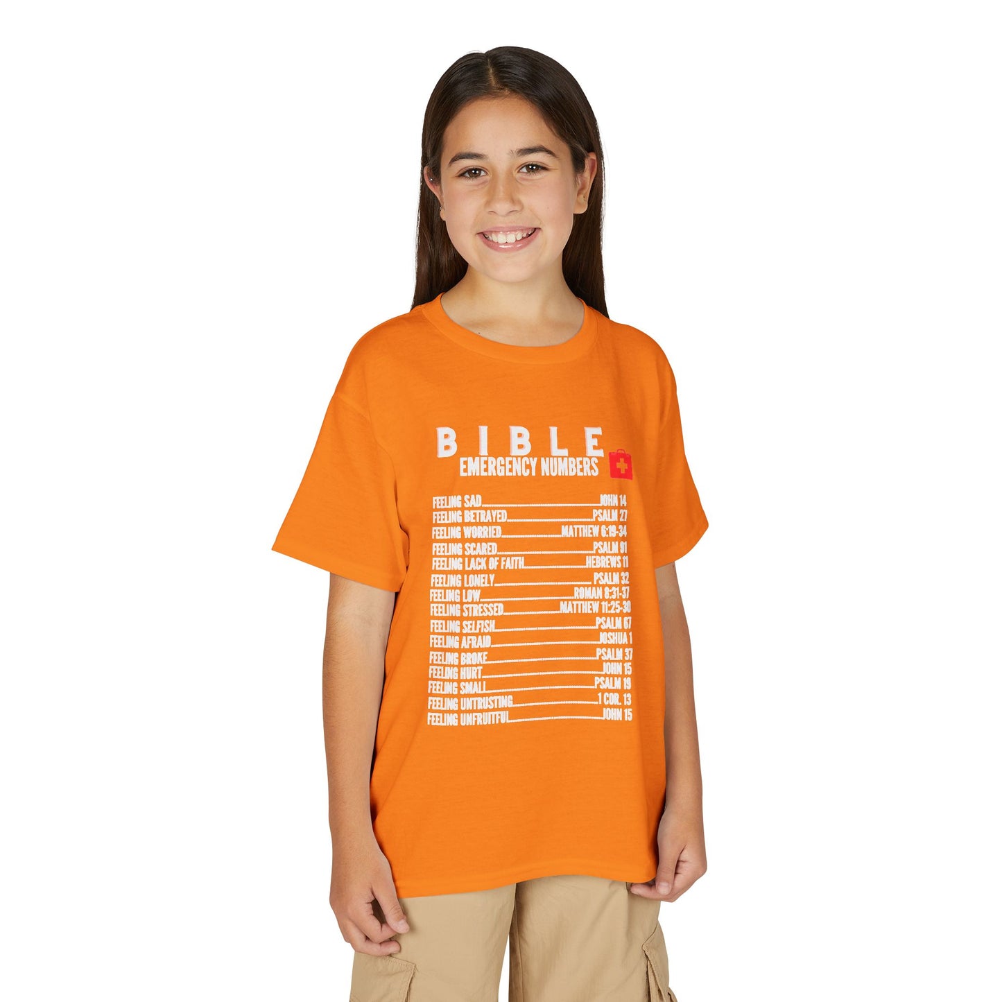 Bible Emergency Numbers Youth T-Shirt — White