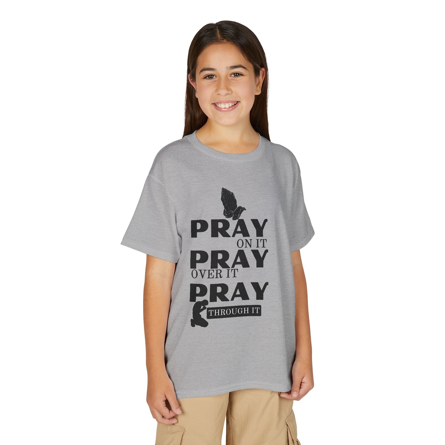 Pray On It, Pray Over It, Pray Through It Youth T-shirt
