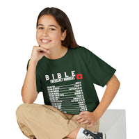 Bible Emergency Numbers Youth T-Shirt — White