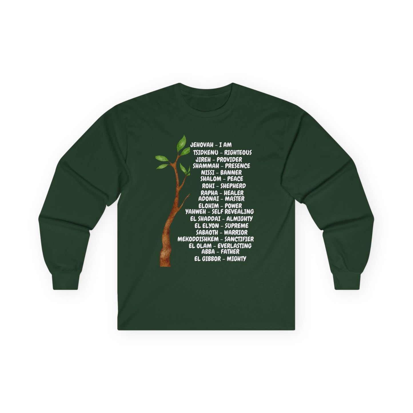 Characteristic Names of God Long Sleeve Tee - White