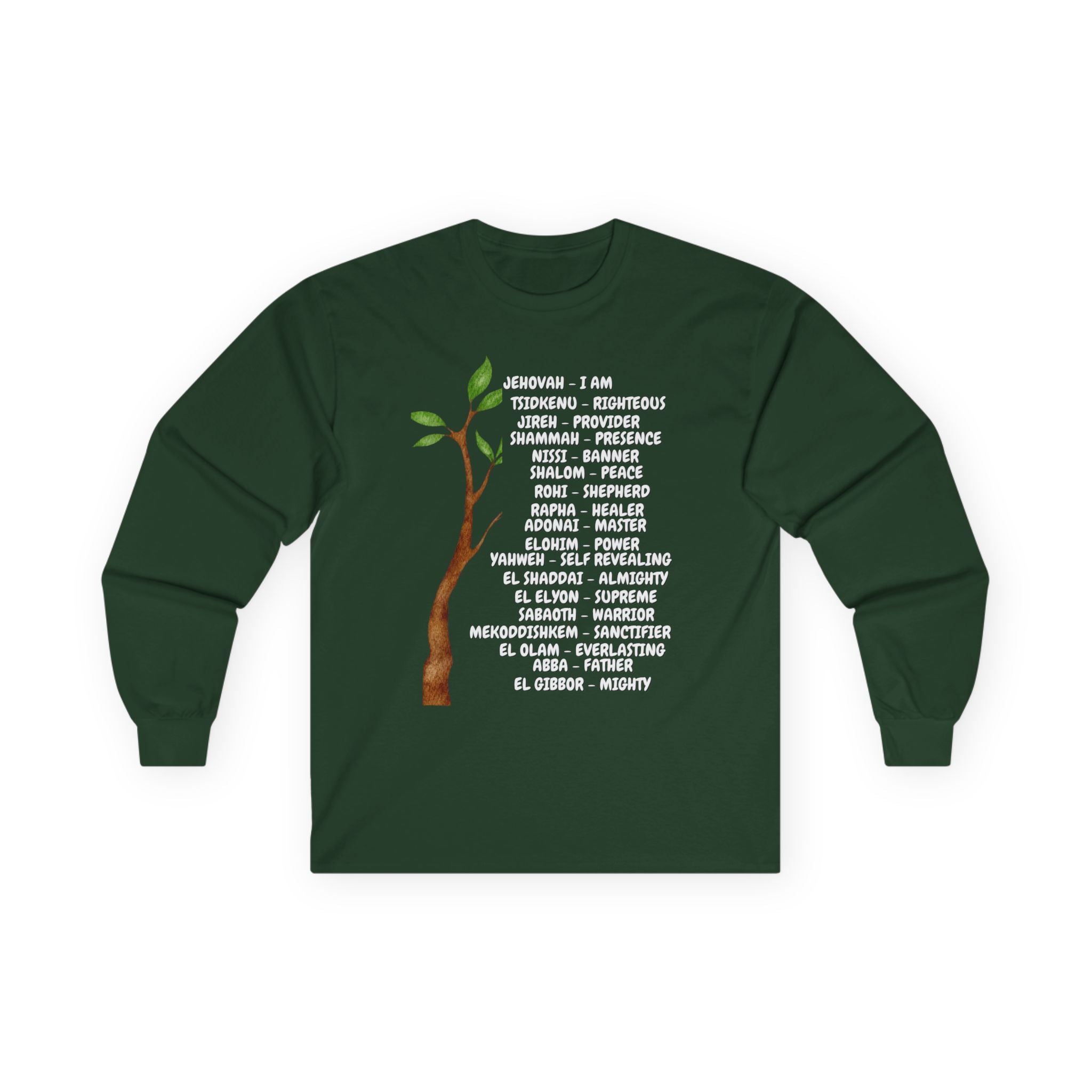 Characteristic Names of God Long Sleeve Tee - White