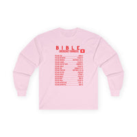 Bible Emergency Numbers Long Sleeve Tee - Red