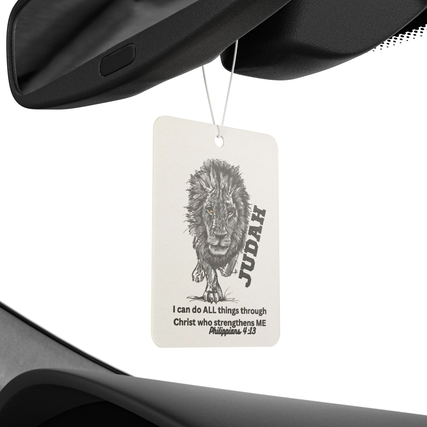 Lion of Judah Car Air Freshener — 'I can do ALL things through Christ' Inspirational Scent