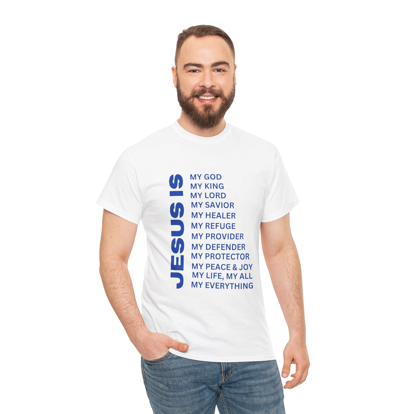 Christian JESUS IS T-Shirt - Blue