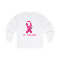 Breast Cancer Awareness Long Sleeve Tee — "Stay in the Fight" Pink Ribbon