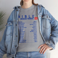 Bible Emergency Numbers Tee - Blue
