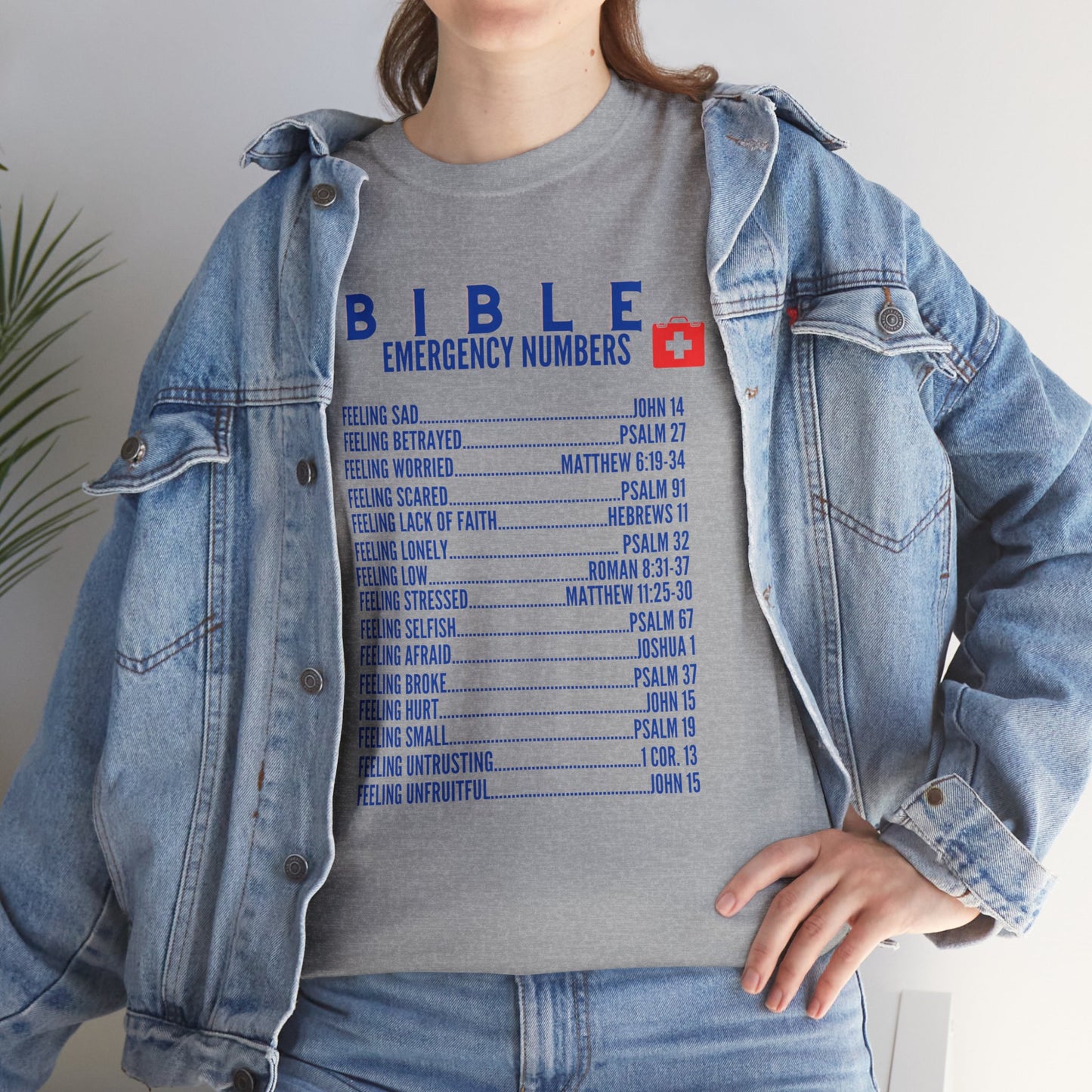 Bible Emergency Numbers Tee - Blue