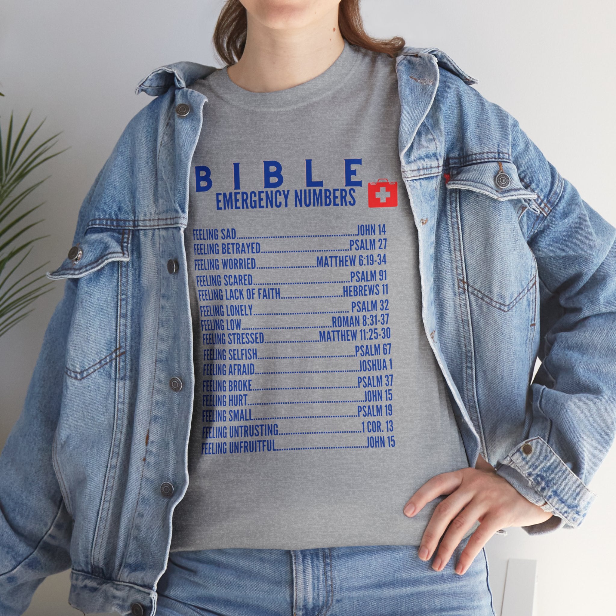 Bible Emergency Numbers Tee - Blue