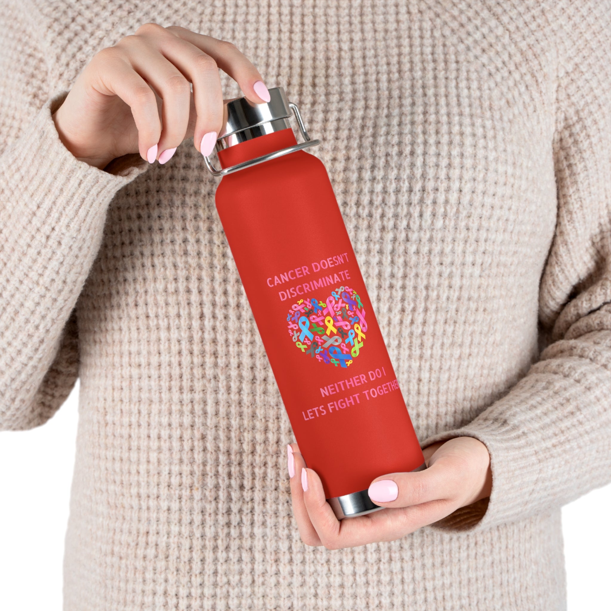 Cancer Doesn't Discriminate 22oz Insulated Water Bottle