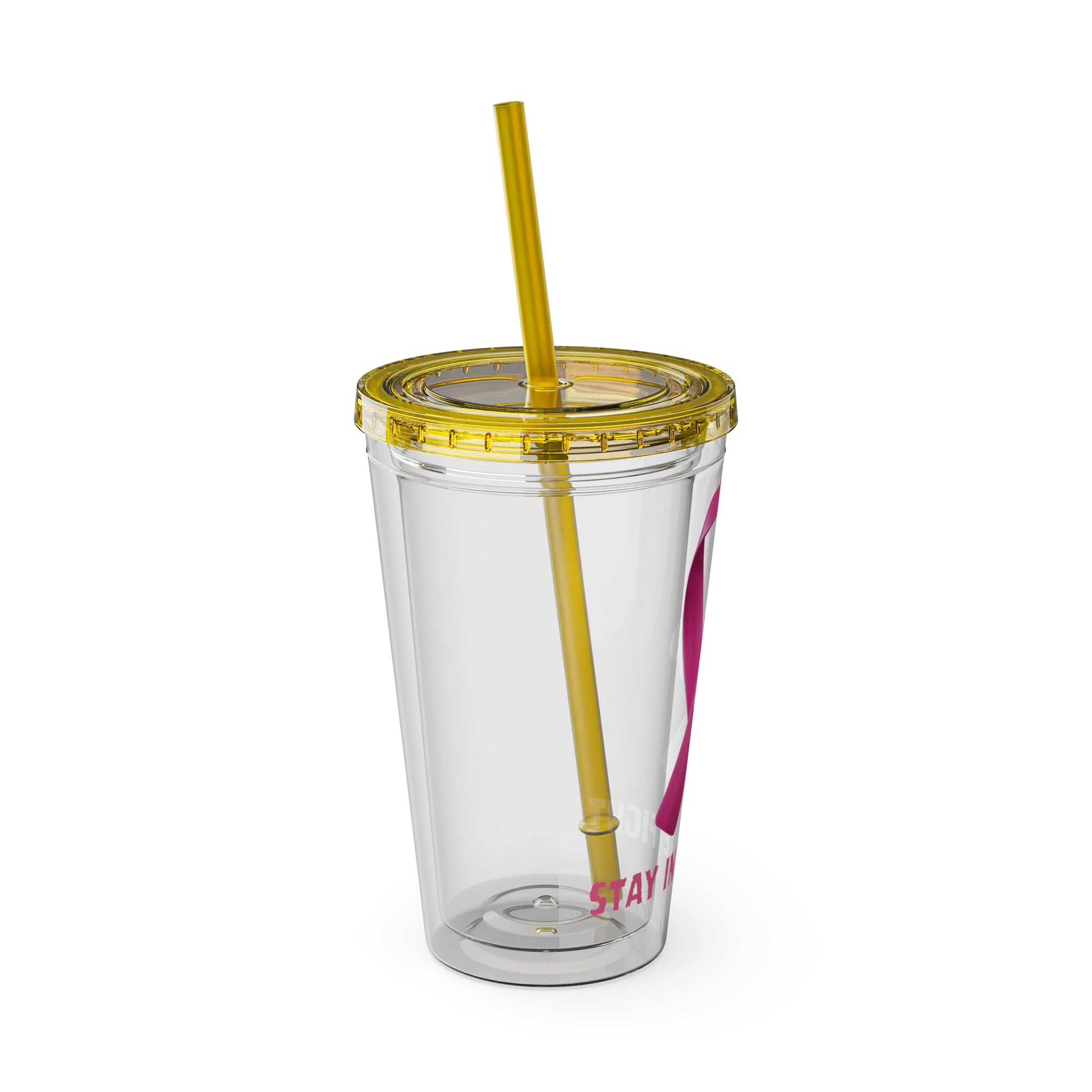 Pink Ribbon “Stay in the Fight” 16oz Tumbler with Straw