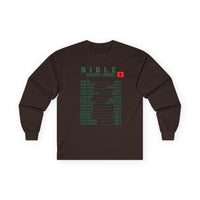 Bible Emergency Numbers Long Sleeve Tee - Green