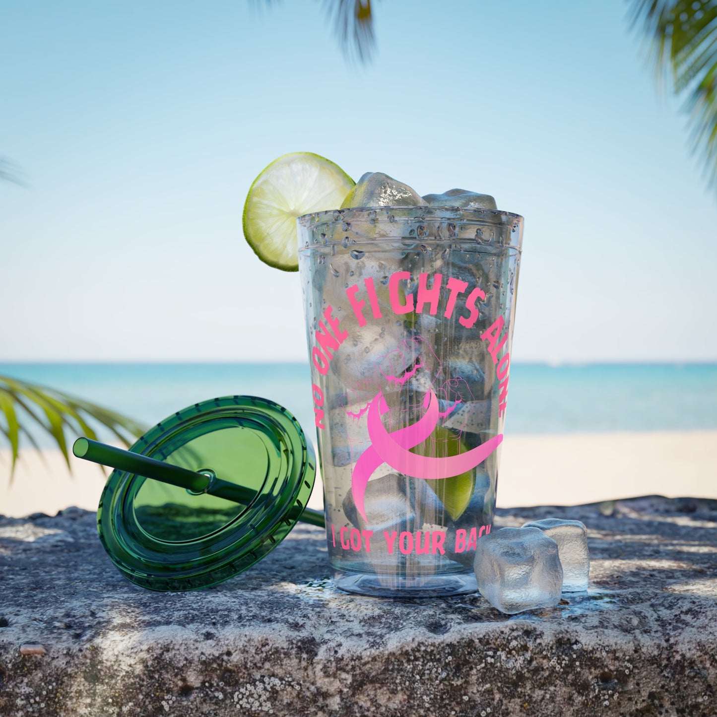 "No One Fights Alone" 16oz Tumbler with Straw